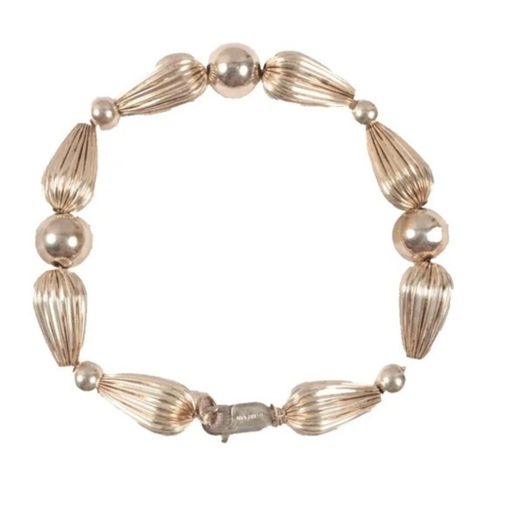 Authentic Vintage Tiffany & Co Beaded Sterling Bracelet 7.5 Inches Vintage Excel